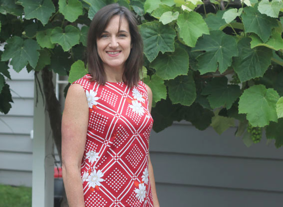Red Geometric Floral Shift Dress  pattern scissors cloth
