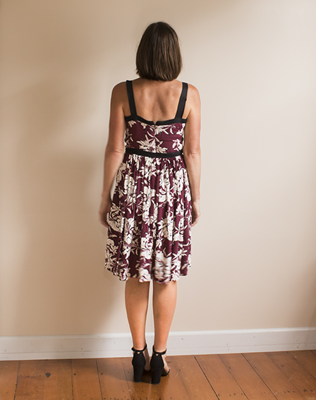 Pattern Scissors Cloth Burgundy Floral Dress