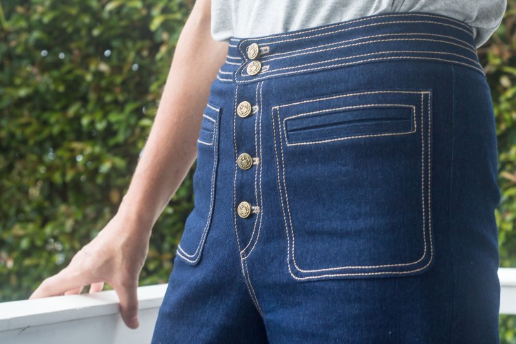 Denim Sailor Pants - Pockets and Fly Fastening - Pattern Scissors Cloth