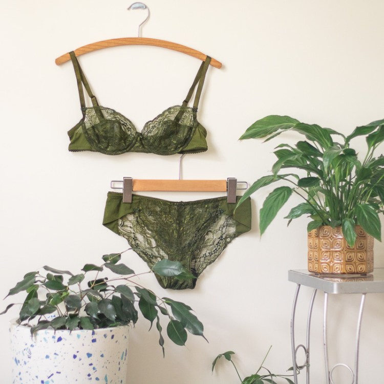 Khaki Lingerie Set by Pattern Scissors Cloth